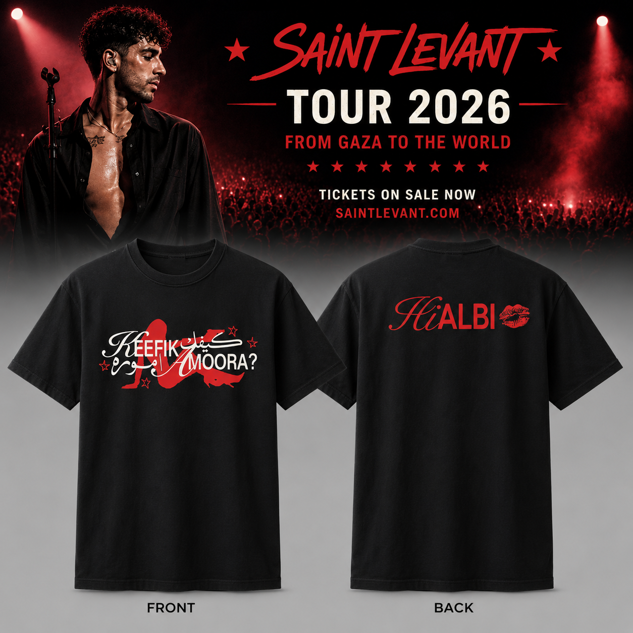 Saint Levant Tour 2026 Keefik Amoora Black T-Shirt - Best Gift for Fans