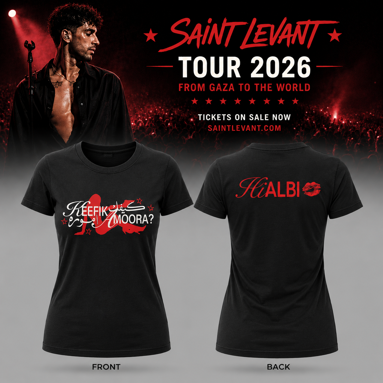 Saint Levant Tour 2026 Keefik Amoora Black Graphic Tee - Best Gift for Fans