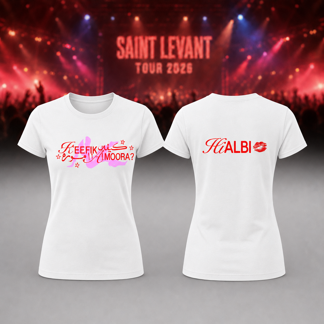 Saint Levant Keefik Amoora Women White T-shirt Tour 2026 Gift for Her