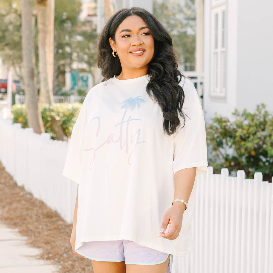 Salty Babe Boyfriend Tee, Ivory 6 Salty Babe Boyfriend Tee, Ivory - Image 6