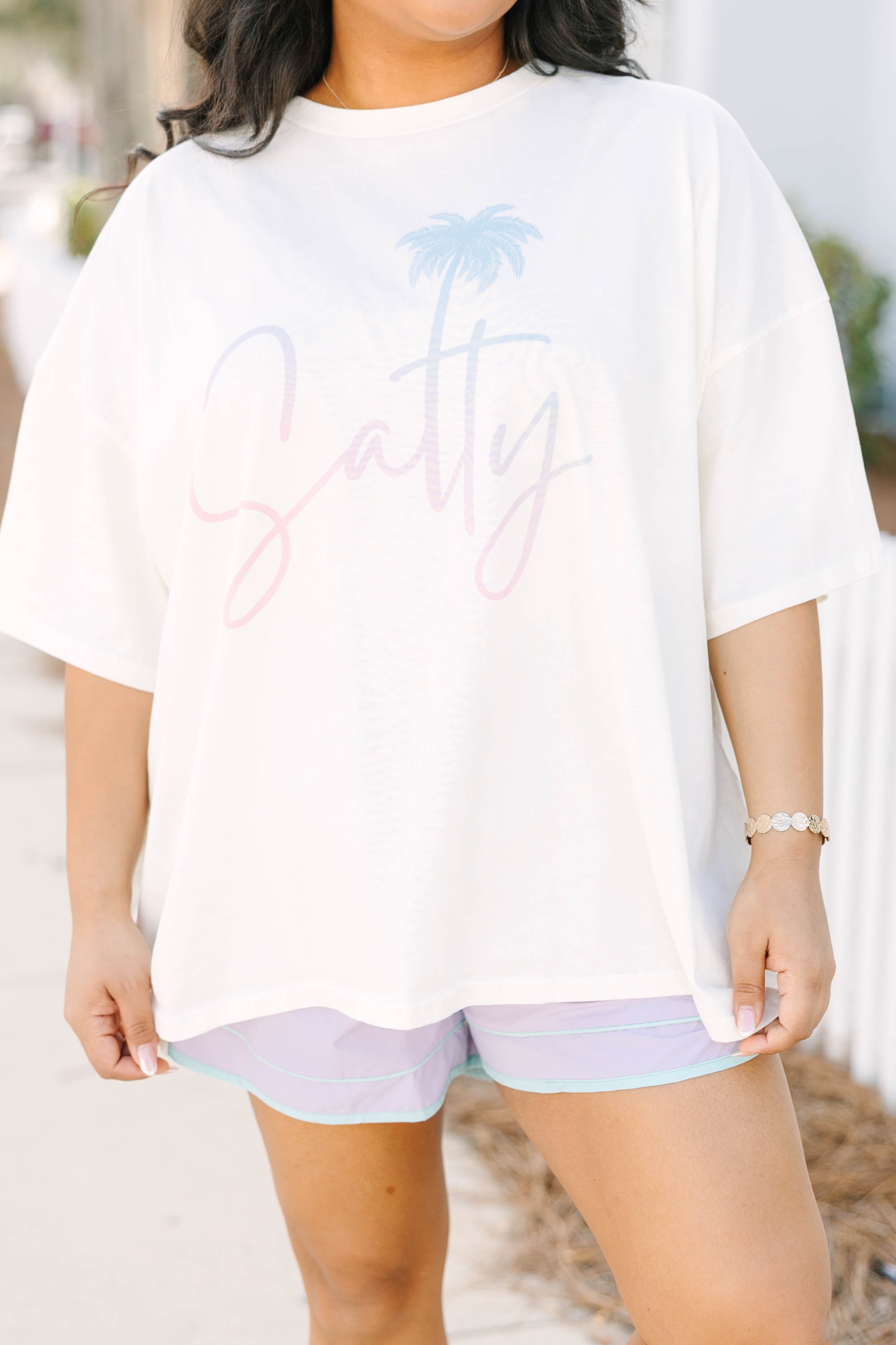 Salty Babe Boyfriend Tee, Ivory 4 Salty Babe Boyfriend Tee, Ivory - Image 4