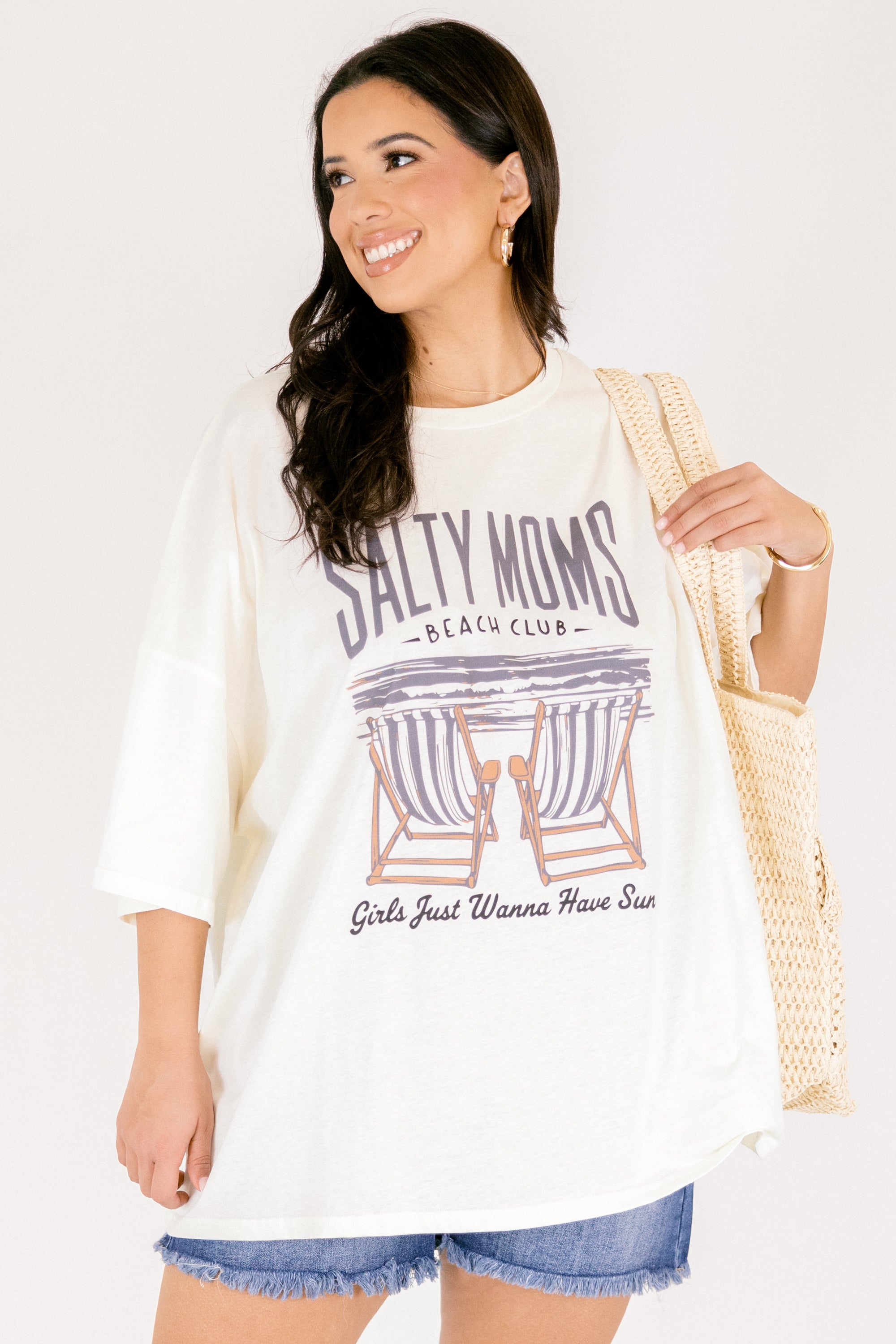 Salty Moms Club Boyfriend Tee, Ivory
