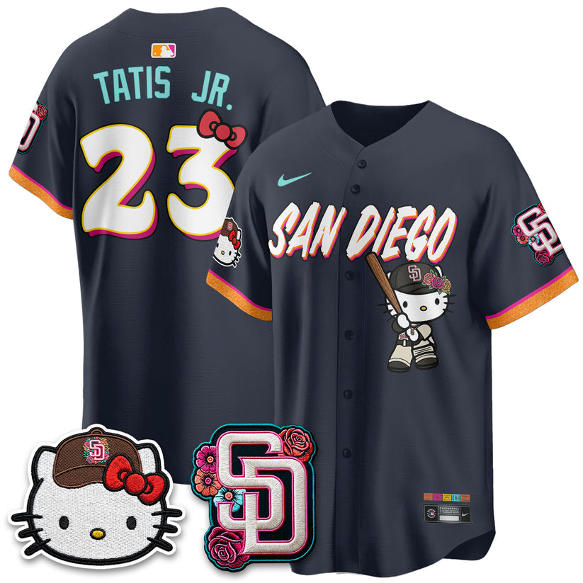 San Diego Padres Fernando Tatis Jr 23 Hello Kitty SD Logo Navy Baseball Jersey Fan Jersey Collection 1 - Unicasport San Diego Padres Fernando Tatis Jr 23 Hello Kitty SD Logo Navy Baseball Jersey Fan Jersey Collection
