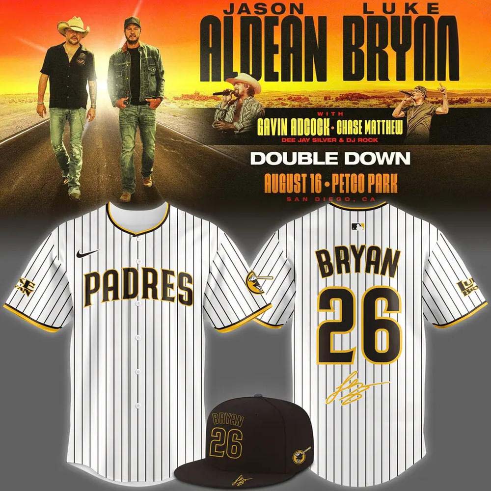 Luke Bryan 26 Padres White Pinstripe 2026 Baseball Jersey Concert Collection 1 - Unicasport Luke Bryan 26 Padres White Pinstripe 2026 Baseball Jersey Concert Collection