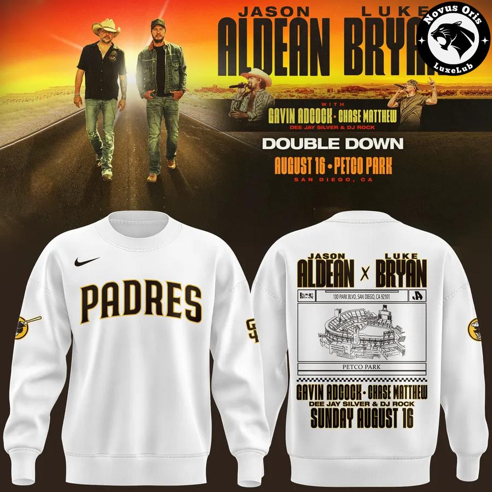 San Diego Padres x Jason Aldean Luke Bryan Double Down Tour 2026 Sweatshirt 1 - Unicasport San Diego Padres x Jason Aldean Luke Bryan Double Down Tour 2026 Sweatshirt