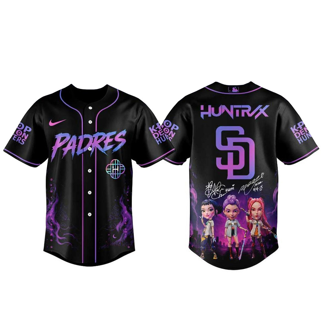 San Diego Padres x K-Pop Demon Hunters Black Baseball Jersey