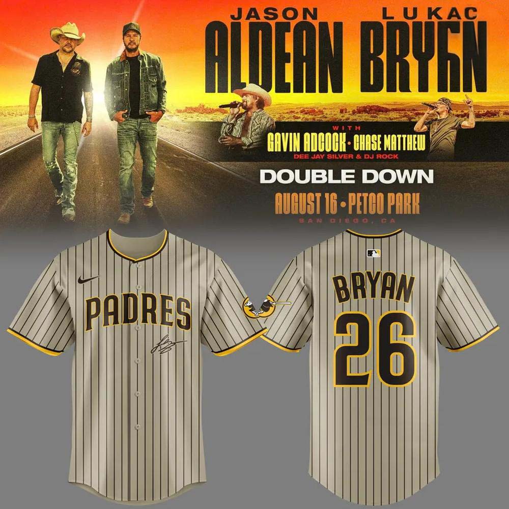 Luke Bryan Padres 26 Tan Pinstripe 2026 Baseball Jersey Music Fan Collection 2 - Unicasport Luke Bryan Padres 26 Tan Pinstripe 2026 Baseball Jersey Music Fan Collection