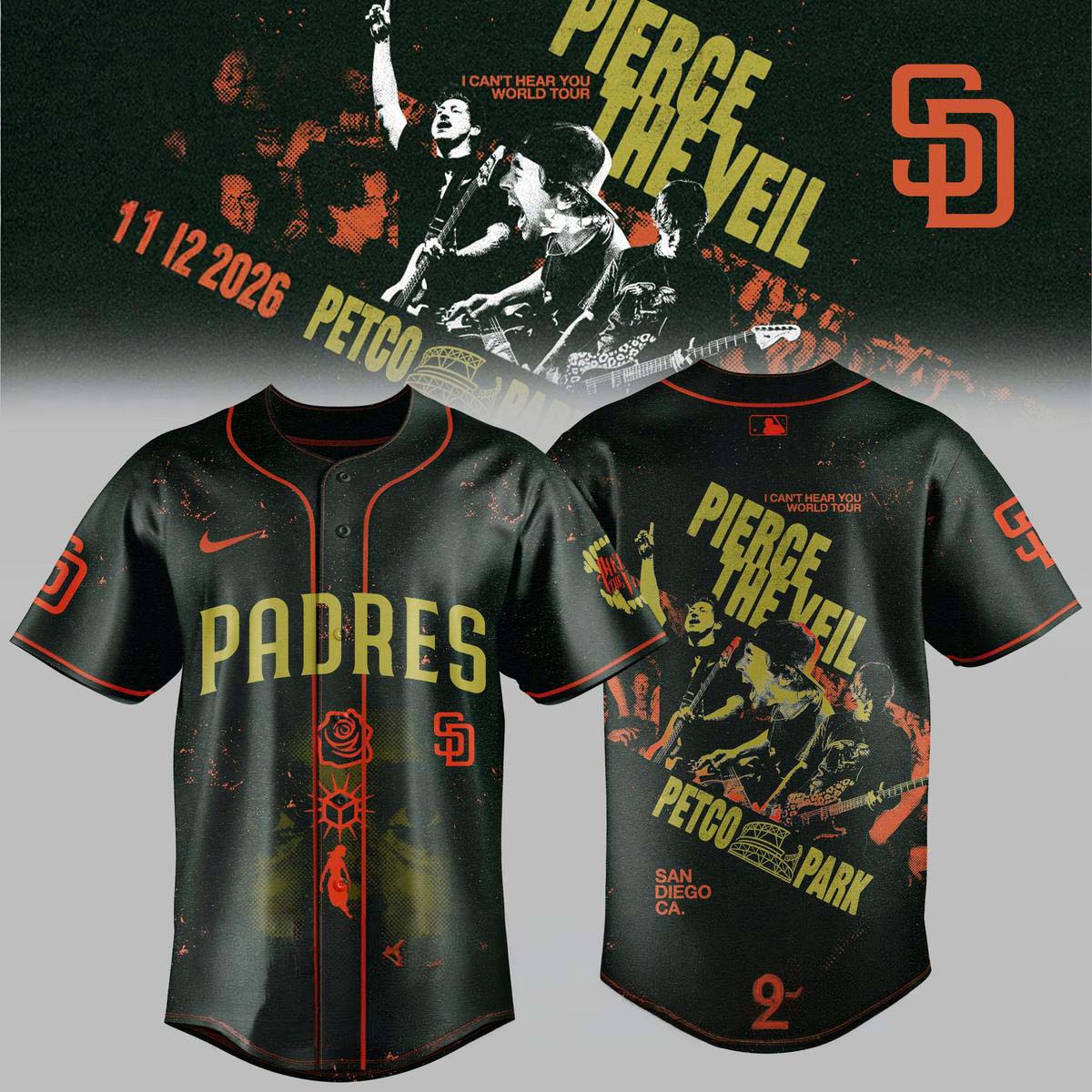 San Diego Padres x Pierce The Veil Baseball Jersey - World Tour Finale 2026 Gift for Fans