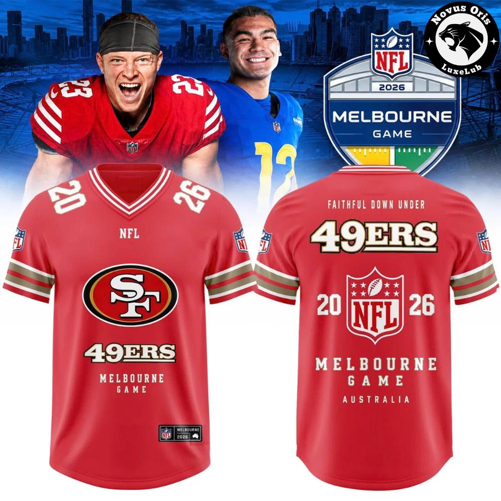 San Francisco 49ers 2026 Melbourne Game Red Football Jersey 1 - Unicasport San Francisco 49ers 2026 Melbourne Game Red Football Jersey