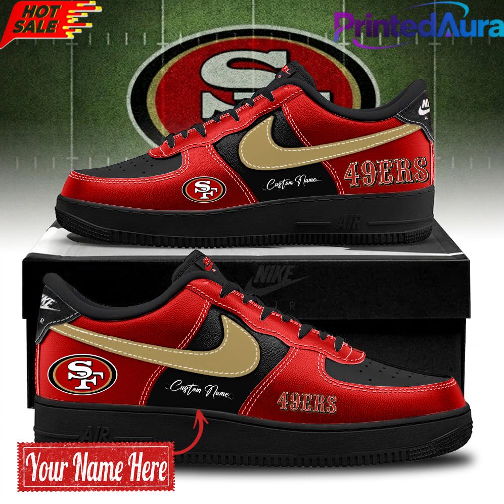 Limited Edition San Francisco 49ers Bold Black and Red AF1 Shoes