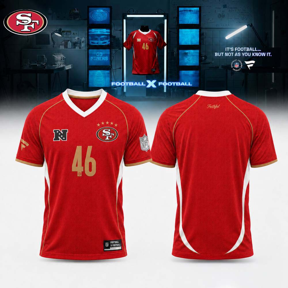 San Francisco 49ers Collared Football Fan Top Jersey
