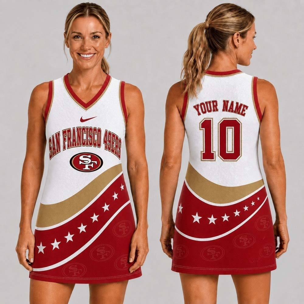 San Francisco 49ers Bold Team Pride Women's Jersey Dress Football Fan Collection 2 - Unicasport San Francisco 49ers Bold Team Pride Women's Jersey Dress Football Fan Collection