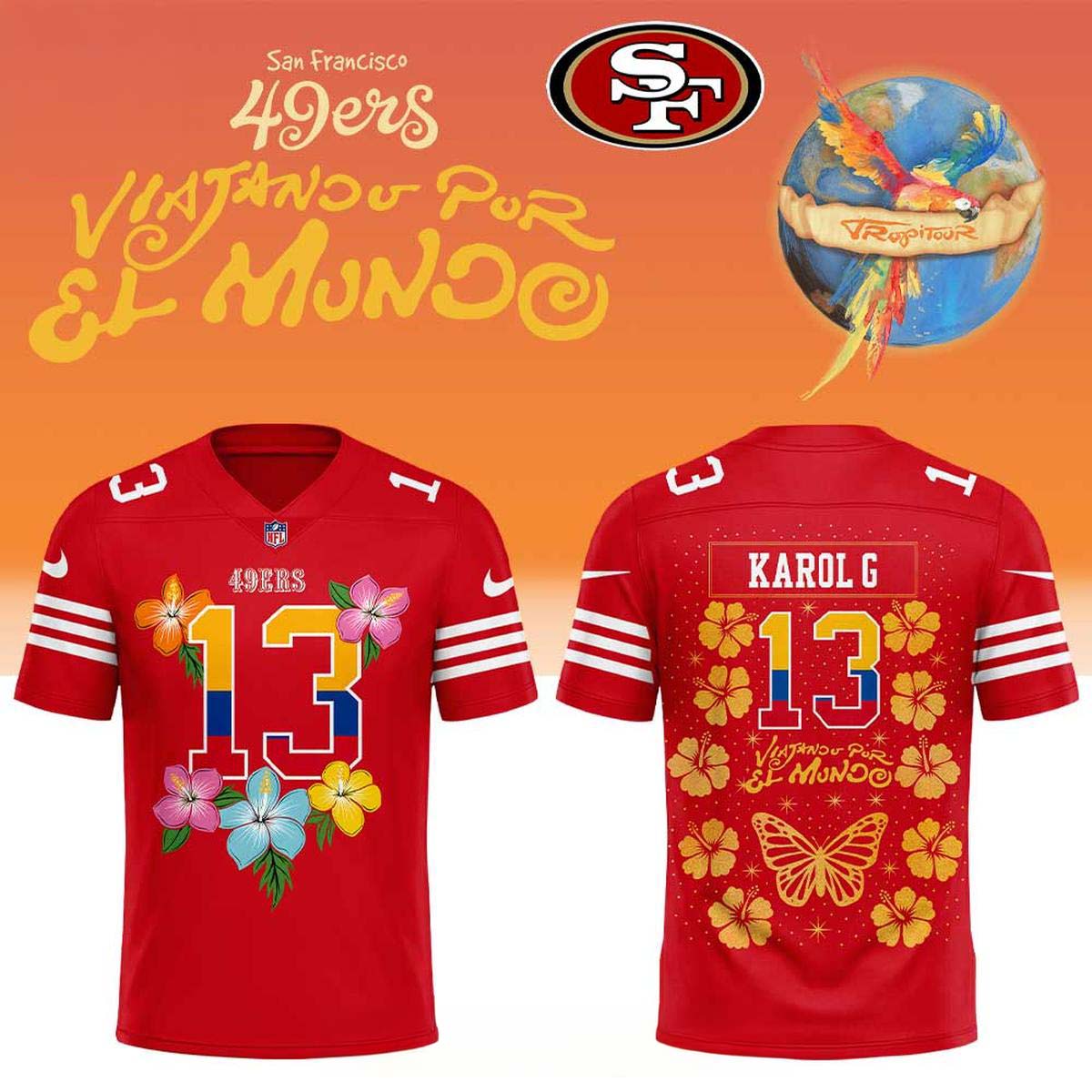 San Francisco 49ers Karol G 13 Red Football Jersey Tour Collection 1 - Unicasport San Francisco 49ers Karol G 13 Red Football Jersey Tour Collection