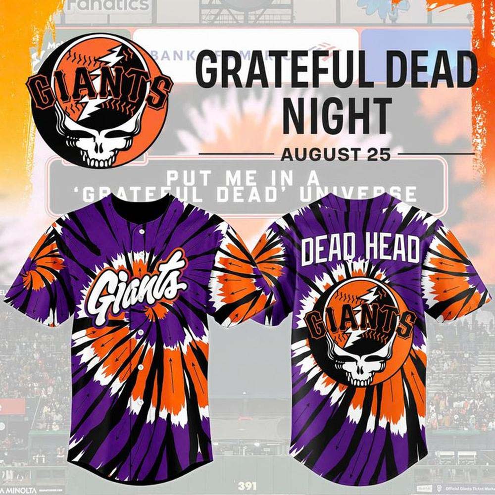 San Francisco Giants Grateful Dead Night TieDye Baseball Jersey