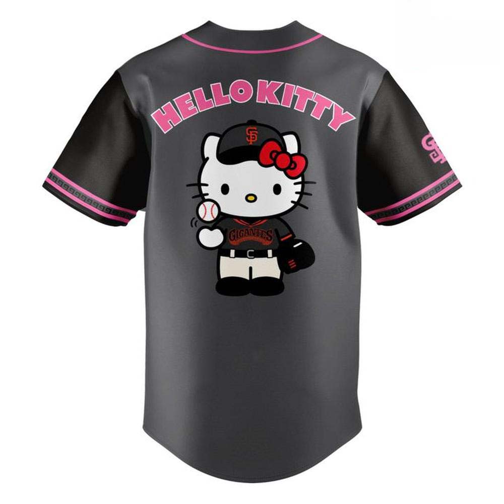 San Francisco Giants Hello Kitty Crossover Grey Baseball Jersey - Image 3