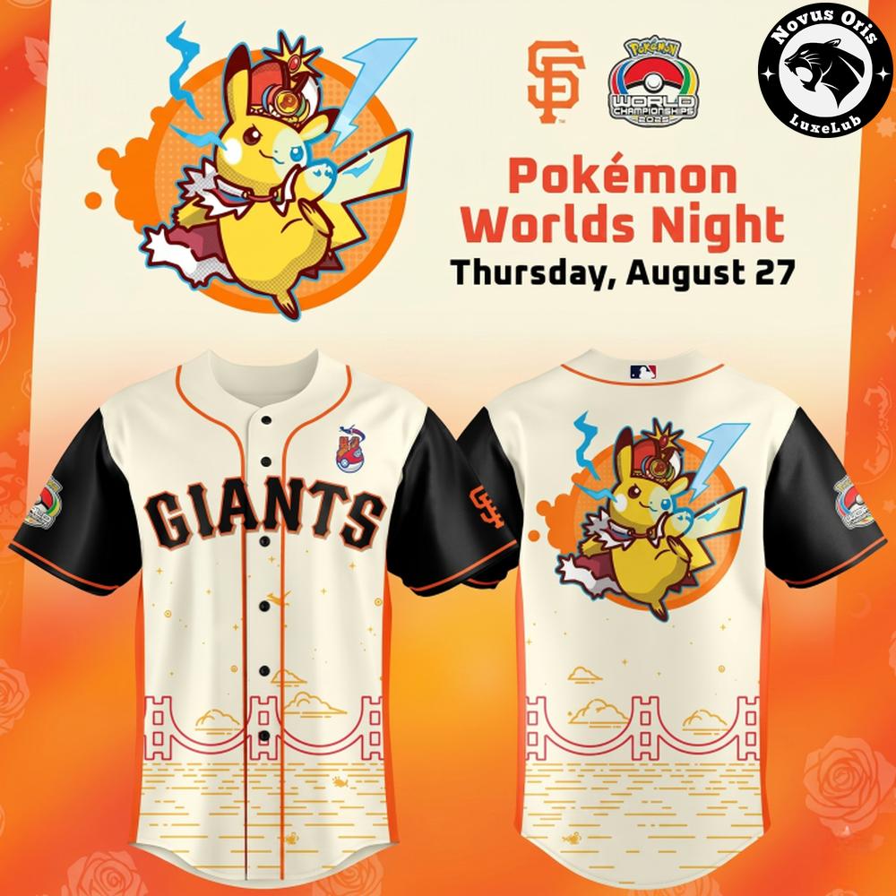 San Francisco Giants Pokemon Worlds Night 2026 Pikachu Baseball Jersey 1 - Unicasport San Francisco Giants Pokemon Worlds Night 2026 Pikachu Baseball Jersey