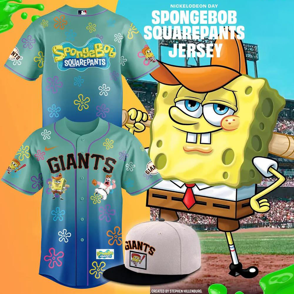 San Francisco Giants SpongeBob Blue Baseball Jersey 2026
