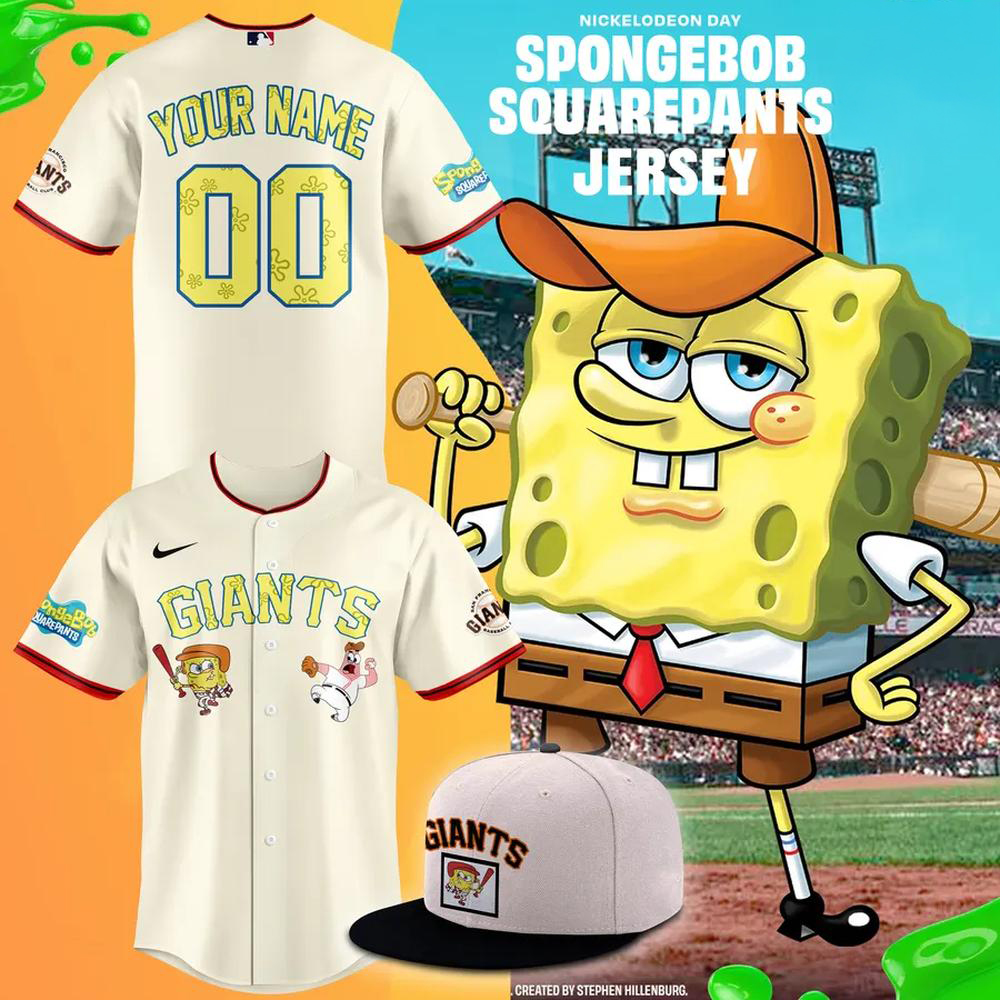 San Francisco Giants SpongeBob White Custom Fan Baseball Jersey