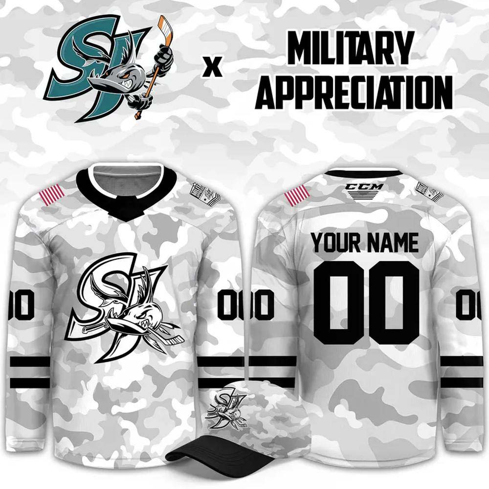 San Jose Barracuda Military Appreciation Night 2026 Custom Hockey Jersey