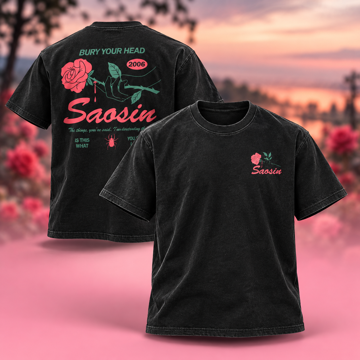 Saosin Bury Your Head 2006 Rose Black TShirt
