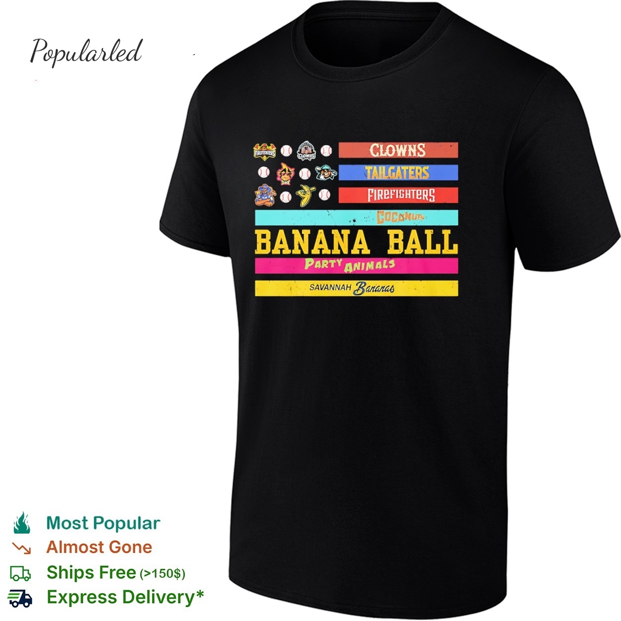 Savannah Bananas Clowns Tailgaters Firefighters Banana Ball American flag shirt