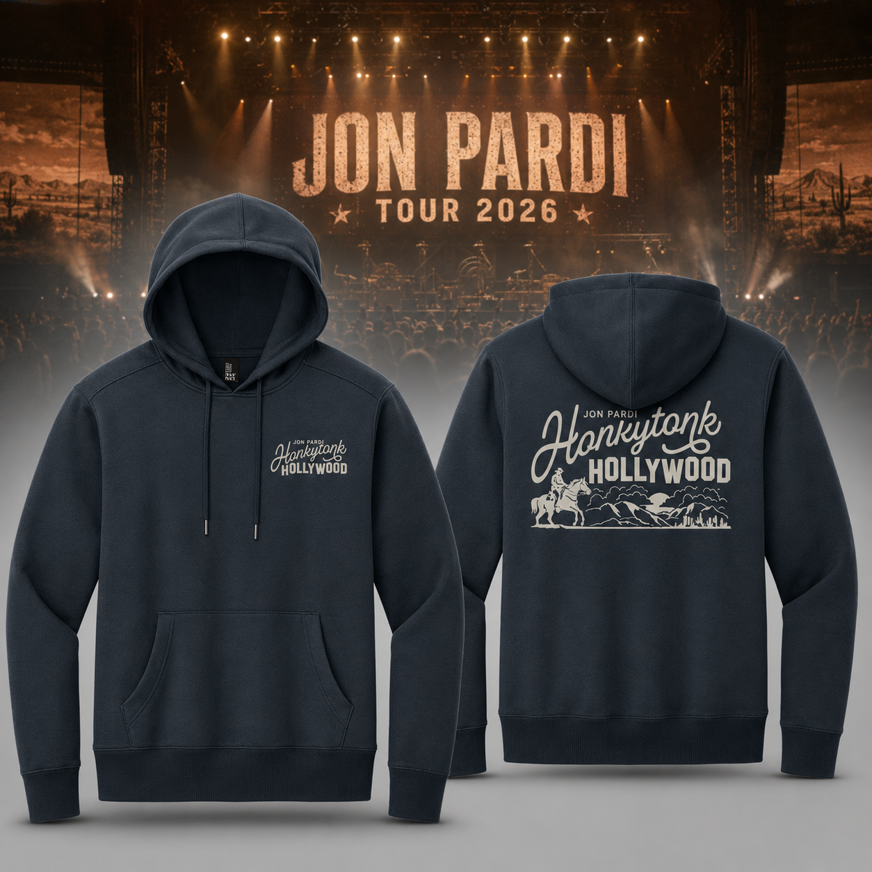 Jon Pardi Tour 2026 Cowboy Scene Pullover Hoodie - Gift Idea for Fans