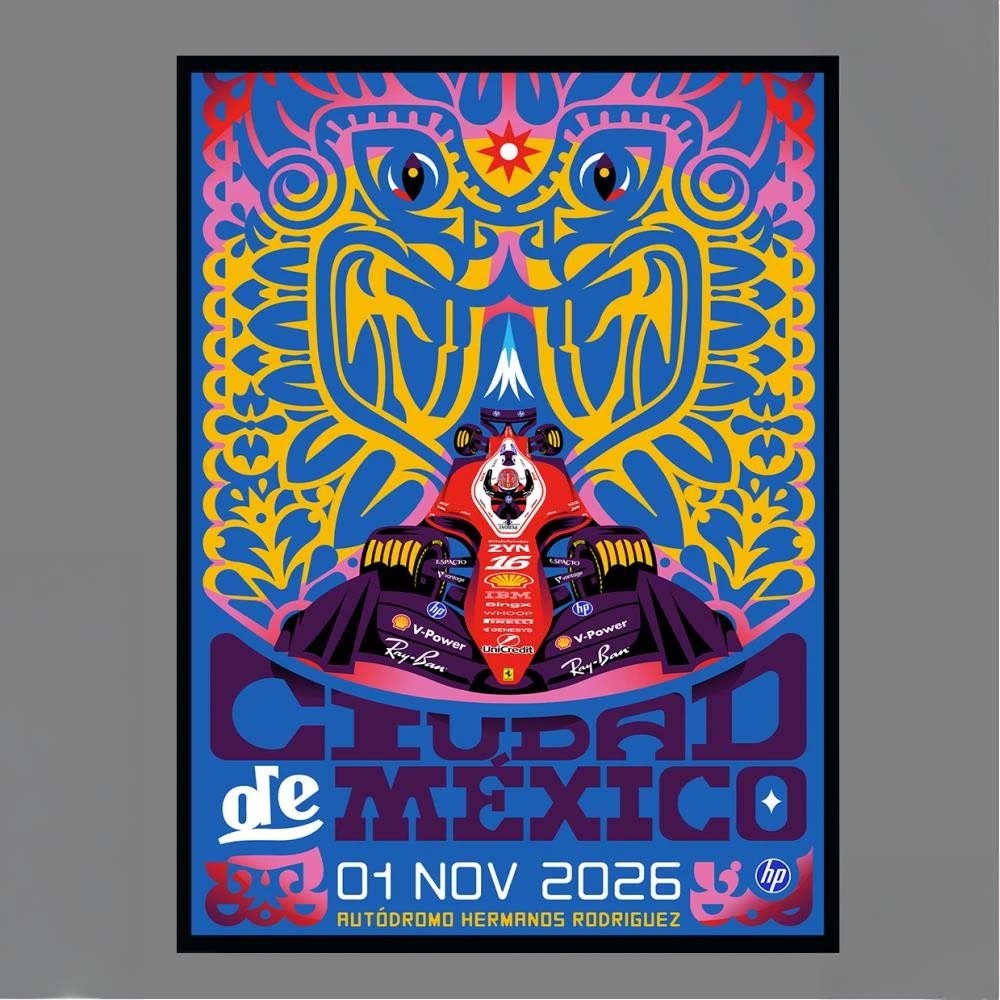 Scuderia Ferrari Charles Leclerc 16 Ciudad de México Grand Prix 01 Nov 2026 Autódromo Hermanos Rodríguez F1 Poster