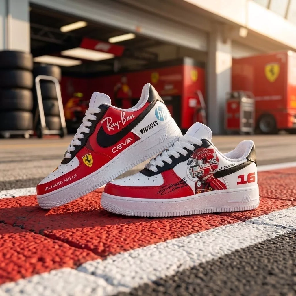 Scuderia Ferrari Formula 1 Charles Leclerc 16 Nike Air Force 1 sneakers