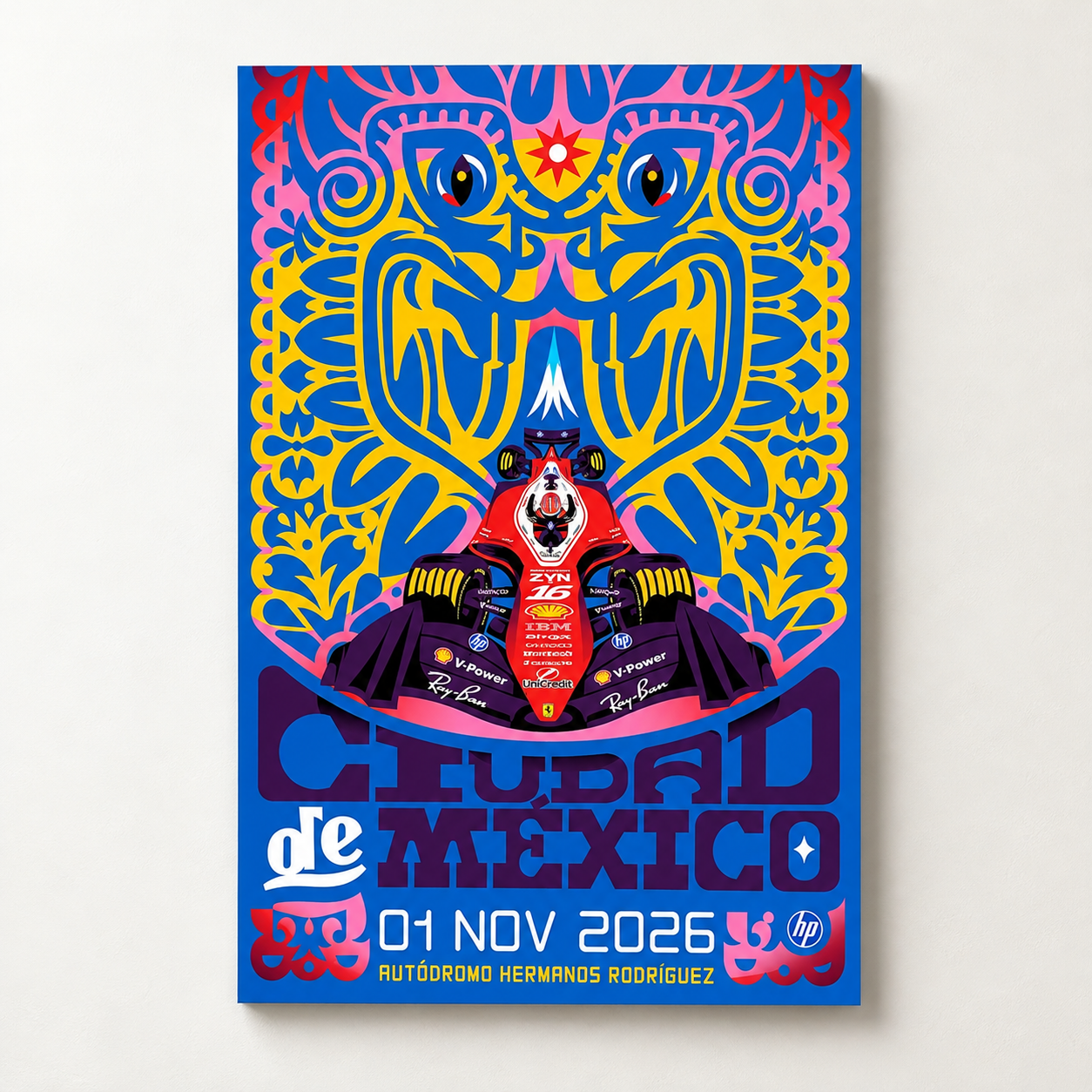 Scuderia Ferrari HP Mexico City Grand Prix Autodromo Hermanos Rodriguez On November 1 2026 Art Work By Serena Gianoli Home Decor Poster Canvas