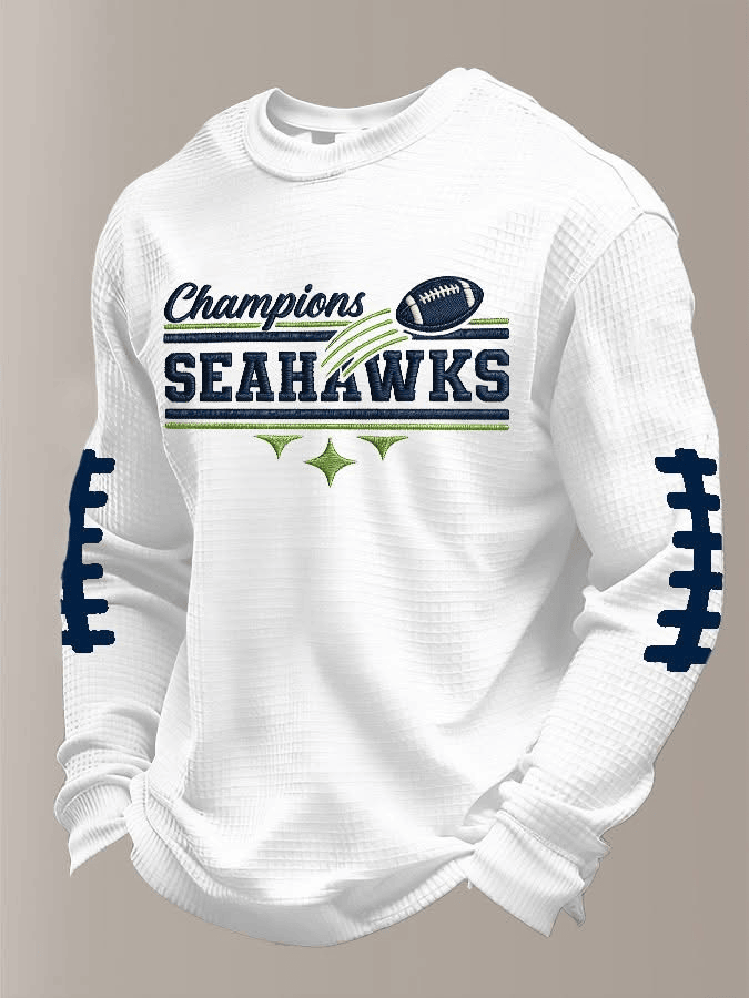 Seattle Football Super Bowl Merch 2026 Waffle Long Sleeve Shirt Seahawks Merch SS Pride Shirt Merch 2026