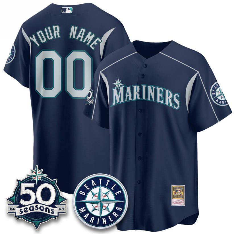 Seattle Mariners Legacy Edition 50 Seasons Navy Custom Baseball Jersey 1 - Unicasport Seattle Mariners Legacy Edition 50 Seasons Navy Custom Baseball Jersey