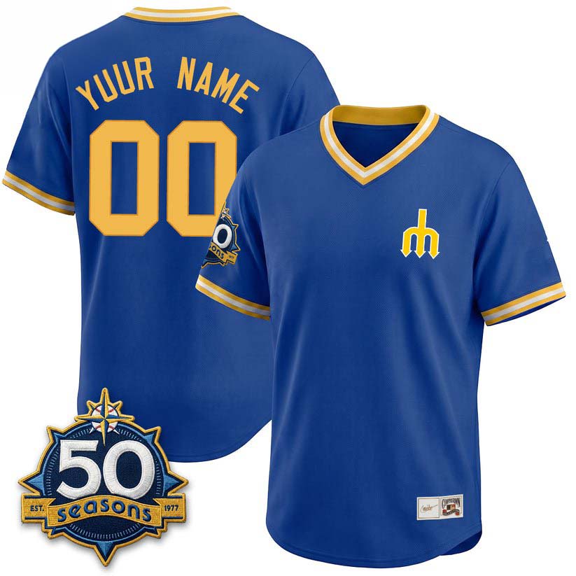 Seattle Mariners Legacy Edition 50 Seasons Royal Blue Custom Baseball Jersey 1 - Unicasport Seattle Mariners Legacy Edition 50 Seasons Royal Blue Custom Baseball Jersey