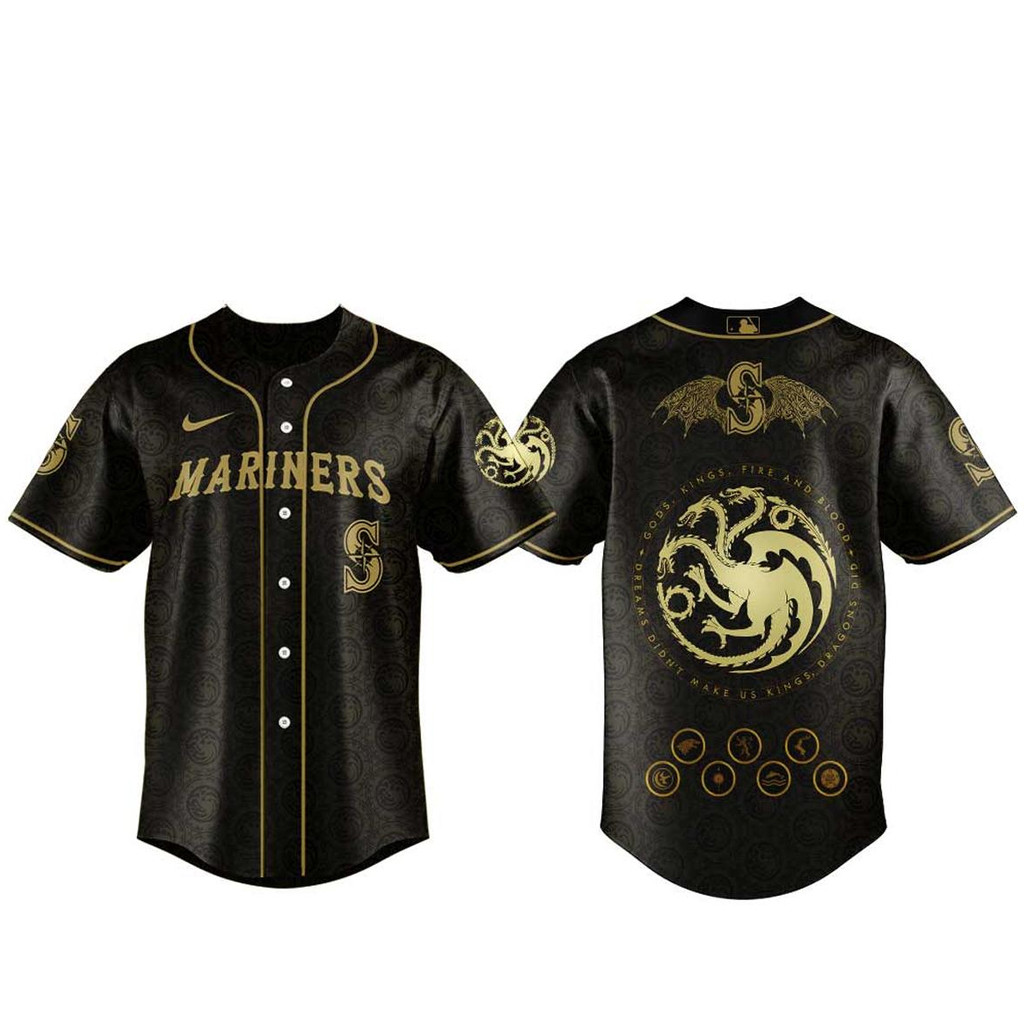 Seattle Mariners x House Of The Dragon 2026 Black Baseball Jersey