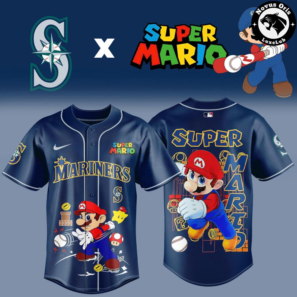 Seattle Mariners x Super Mario 2026 Limited Edition Baseball Jersey 1 - Unicasport Seattle Mariners x Super Mario 2026 Limited Edition Baseball Jersey