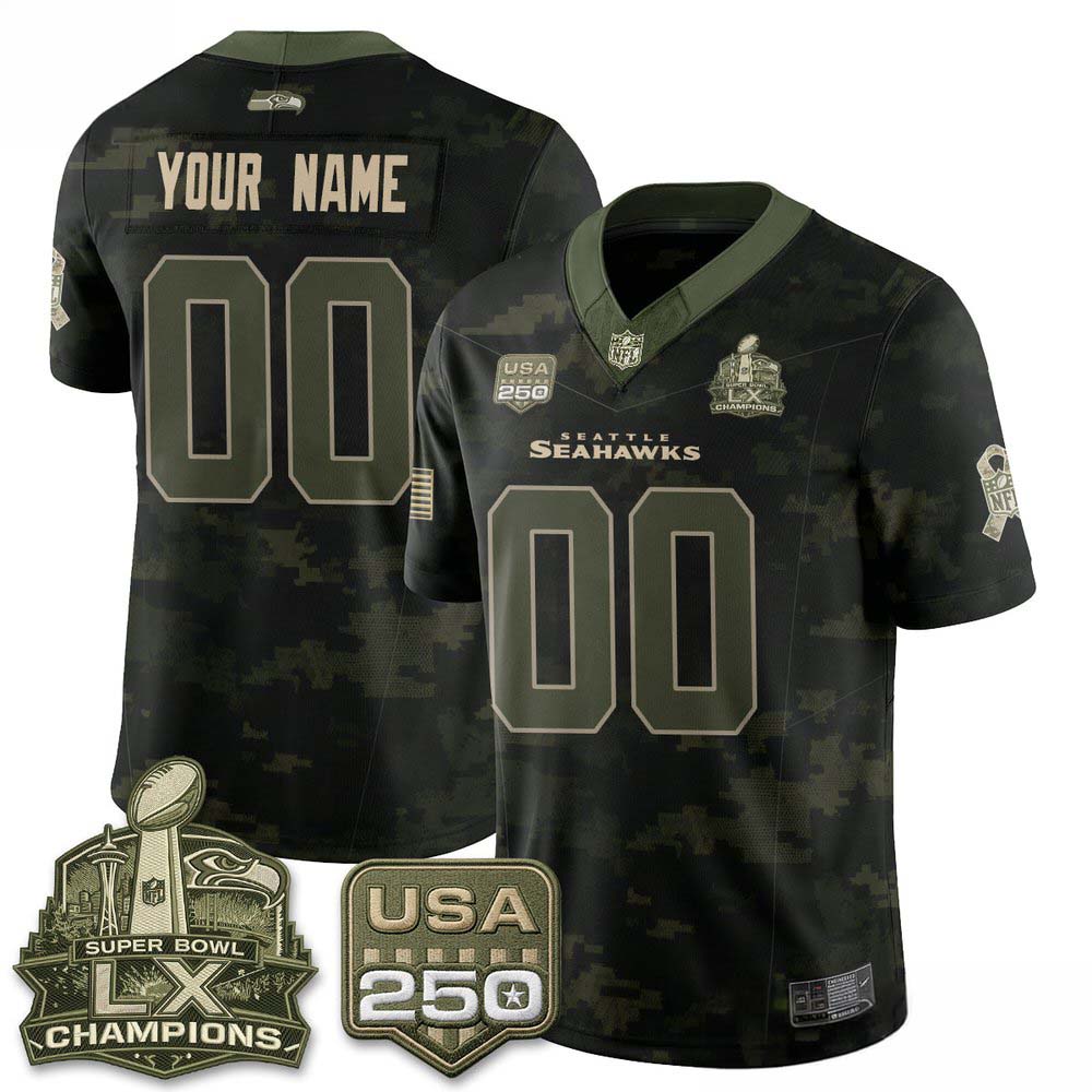 Seattle Seahawks Salute To Service 2026 Black Camo Custom Football Jersey 1 - Unicasport Seattle Seahawks Salute To Service 2026 Black Camo Custom Football Jersey