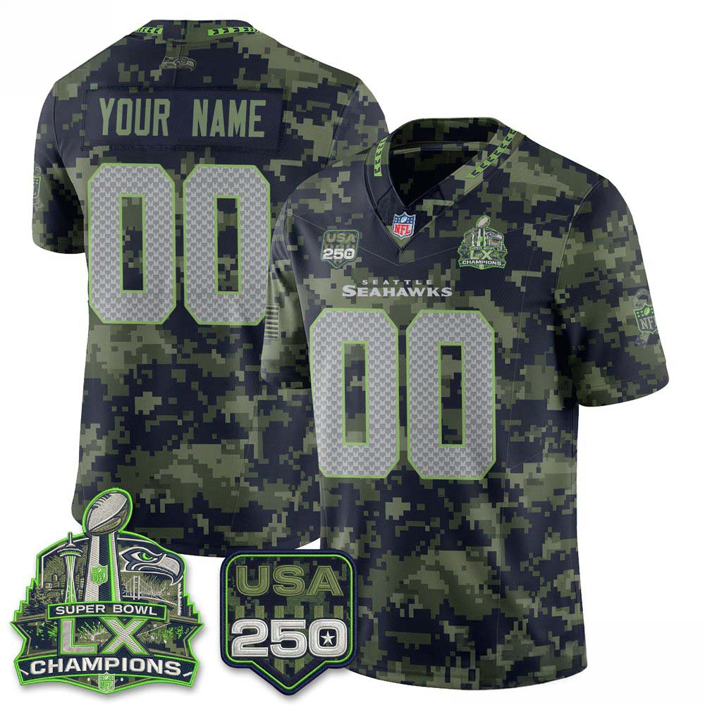 Seattle Seahawks Salute To Service 2026 Dark Camo Custom Football Jersey 2 - Unicasport Seattle Seahawks Salute To Service 2026 Dark Camo Custom Football Jersey