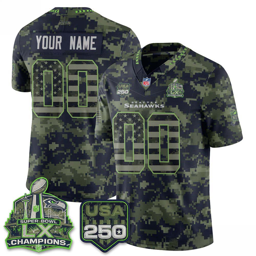 Seattle Seahawks Salute To Service 2026 Woodland Camo Custom Football Jersey 2 - Unicasport Seattle Seahawks Salute To Service 2026 Woodland Camo Custom Football Jersey