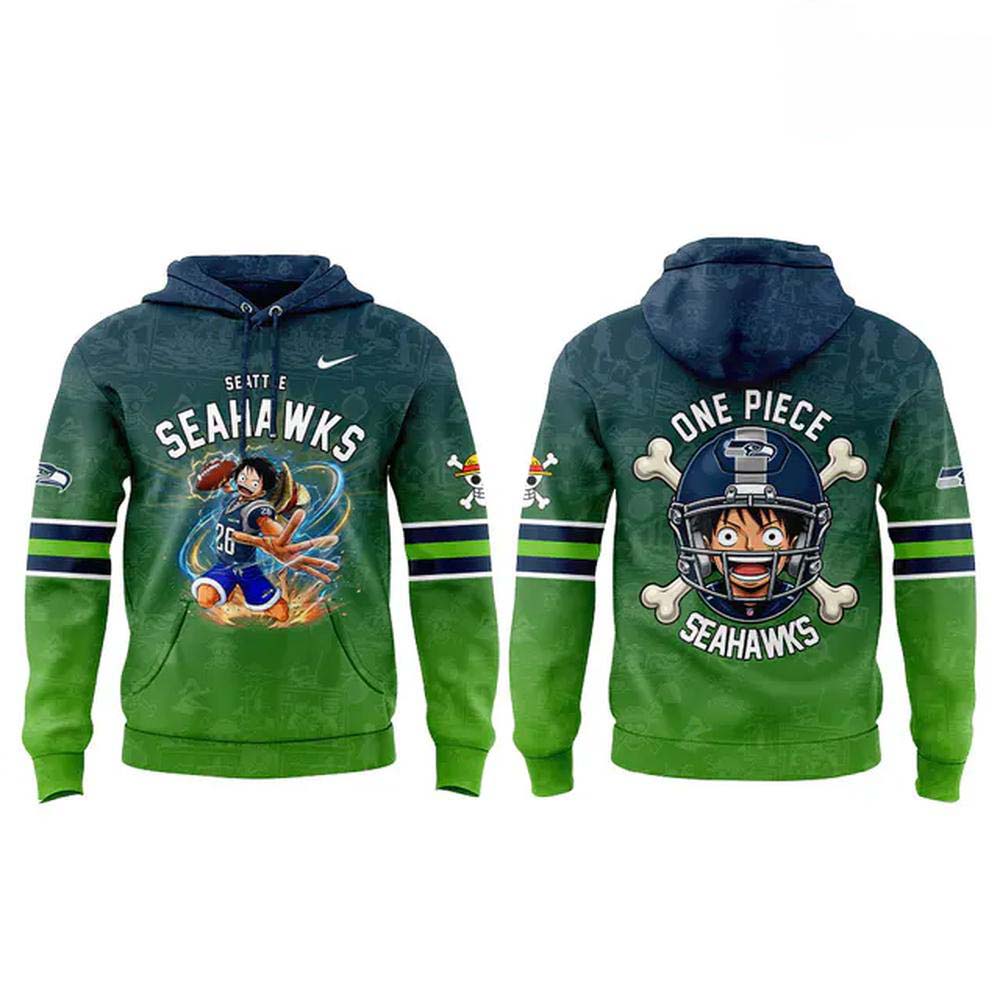 Seattle Seahawks x One Piece Monkey D Luffy 2026 Pullover Hoodie - Image 2