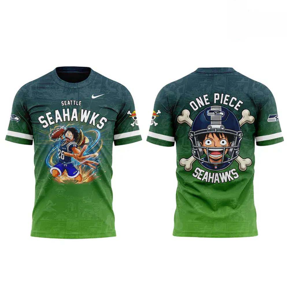 Seattle Seahawks x One Piece Monkey D Luffy 2026 TShirt - Image 2