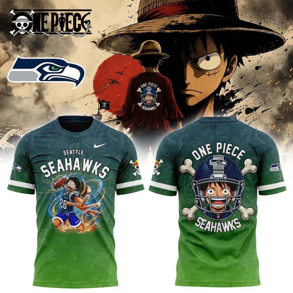 Seattle Seahawks x One Piece Monkey D Luffy 2026 TShirt