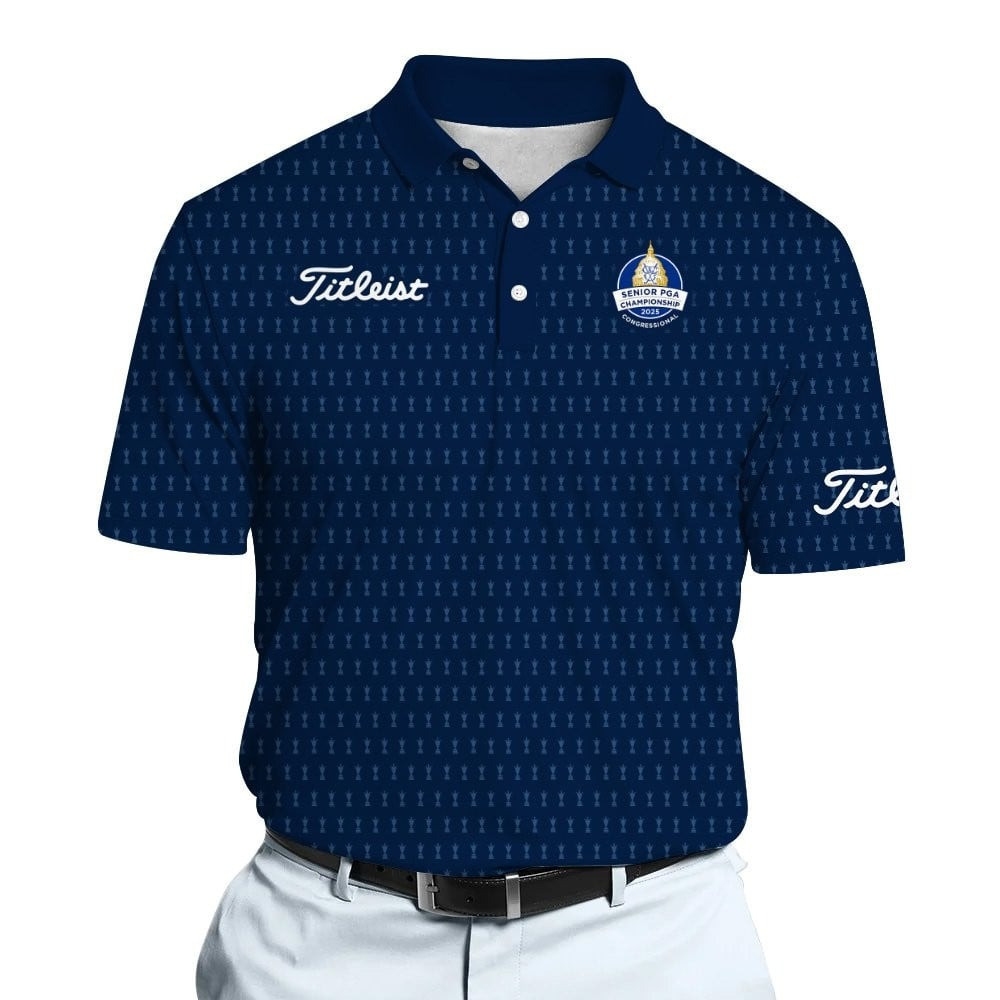 Senior PGA Blue Champion Trophy Pattern Men Polo Shirt Awesome Retirement Surprise for Your Favorite Golfer 2026