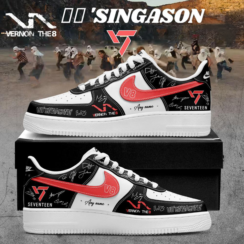 Seventeen V8 Black and Red K Pop Sneakers