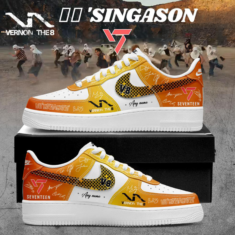 Seventeen V8 Singasong Yellow and White K Pop Sneakers
