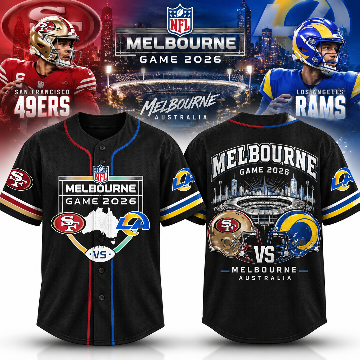 SF vs LAR Game Sept 11 2026 Melbourne NFL 2026 Jersey Merch