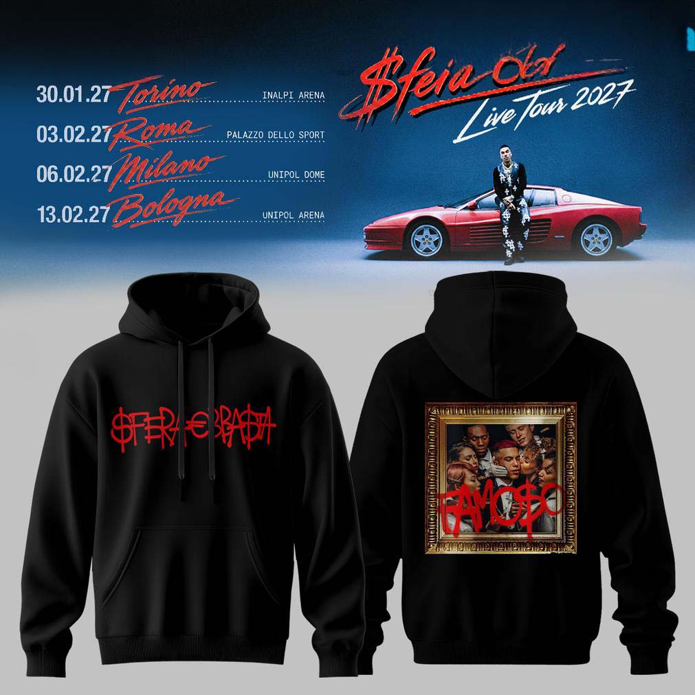 Sfera Ebbasta Live Tour 2027 Black Photo Print Concert Hoodie - Best Gift for Fans
