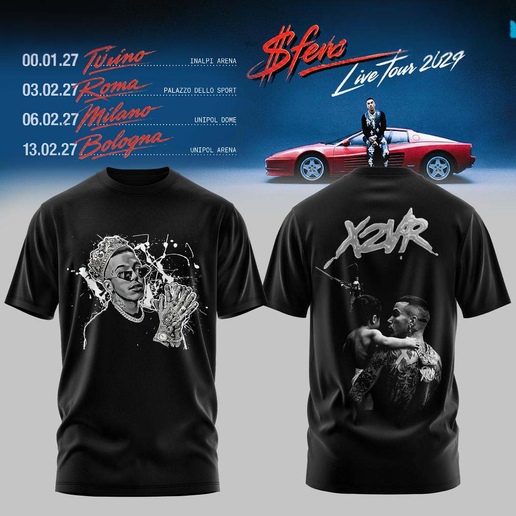Sfera Ebbasta Live Tour 2027 Black Photo Print T Shirt - Best Gift for Fans