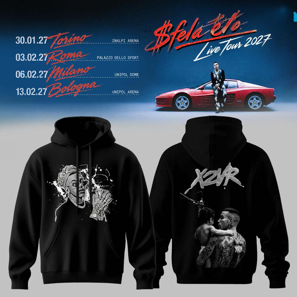 Official Sfera Ebbasta Live Tour 2027 Graphic Hoodie - Black X Tour Concert Merchandise Gift Idea