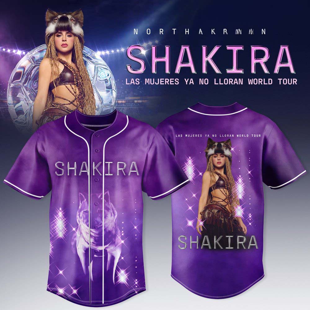Shakira Las Mujeres Ya No Lloran Exclusive Madrid Purple Baseball Jersey 1 - Unicasport Shakira Las Mujeres Ya No Lloran Exclusive Madrid Purple Baseball Jersey