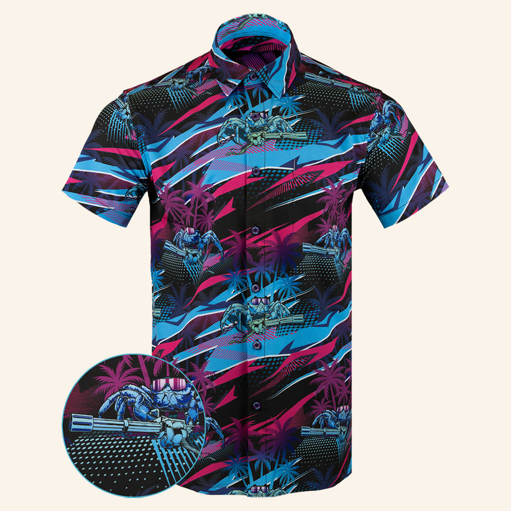 Shell Shocked Button Down Shirt Tactical Aloha Print Shirt Christmas Gifts For Guys