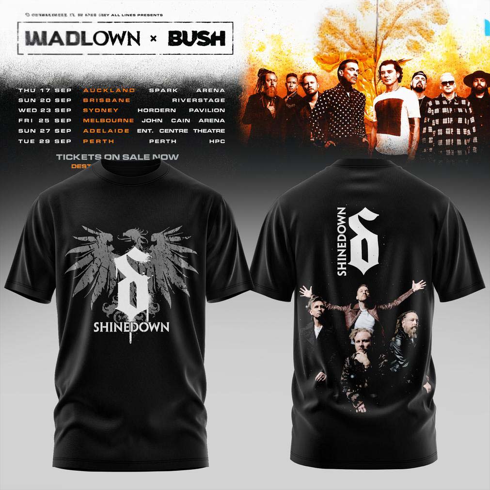 Shinedown x Bush Australia Tour 2026 Black Logo Concert Tee - Best Gift for Fans